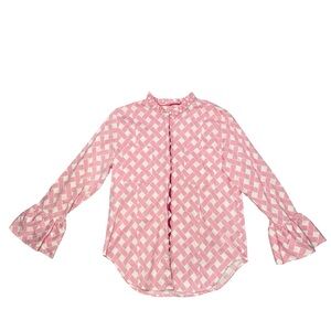 Tizzie pink basket weave button up top